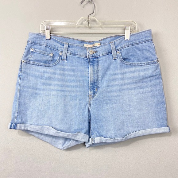 Levi's Pants - Levis Mid Length Shorts Size 33 Light Wash Denim Mid Rise Raw Hem Casual Cutoffs